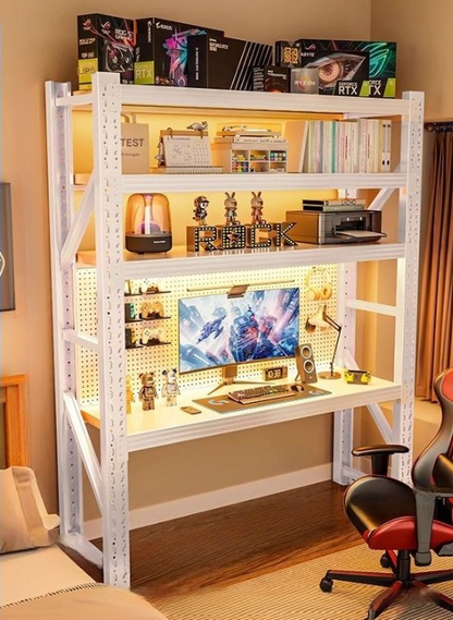 Modern Multi Layer Computer Desk with Storage Shelves
