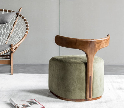 Modern Scandinavian Wooden Stool with Backrest