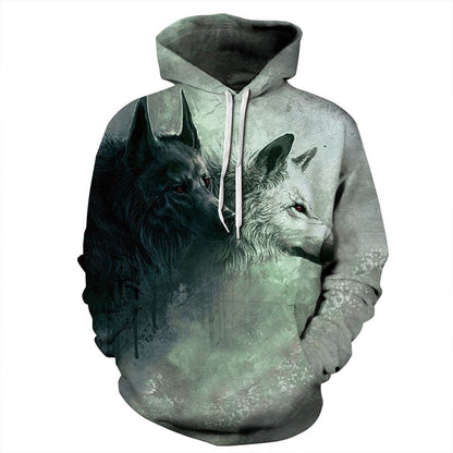 Unisex 3D Wolf Print Hoodie
