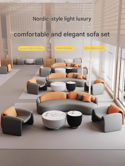Modern Luxury Curved Reception Sofa Set With Coffee Table