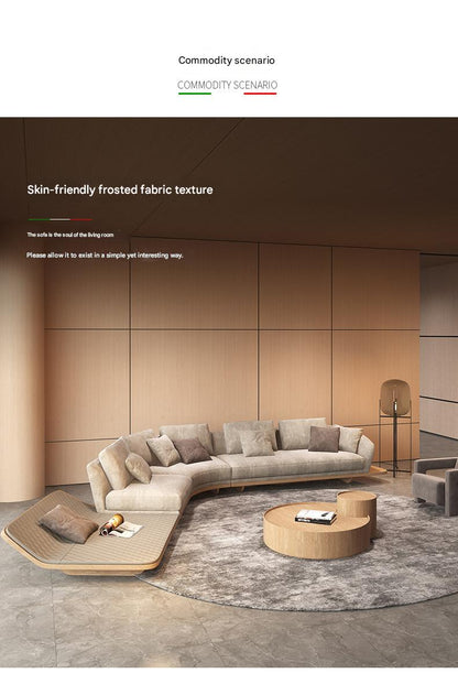 Luxury Cashmere Fabric Curved Sectional Sofa Set