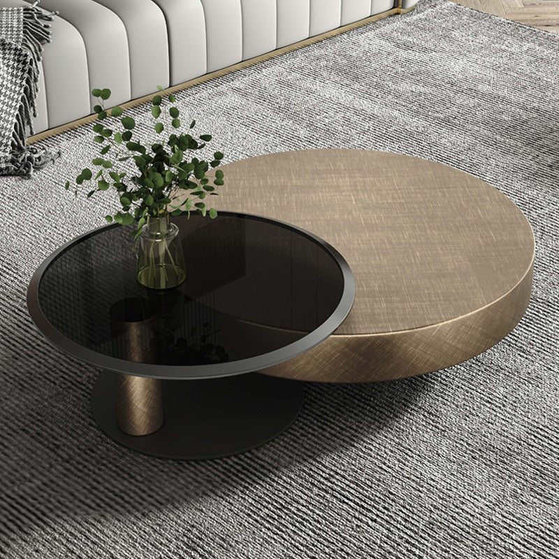 Italian Luxury Round Coffee Table with Side Table