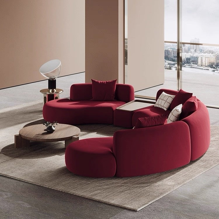 Luxury Modern Curved Sectional Sofa with Center Table