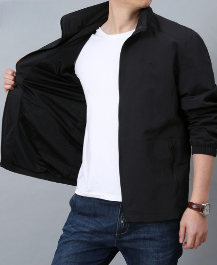 Mens Spring Casual Zipper Jacket