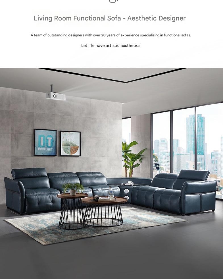Luxury L-Shape Electric Reclining Sofa with Storage Console
