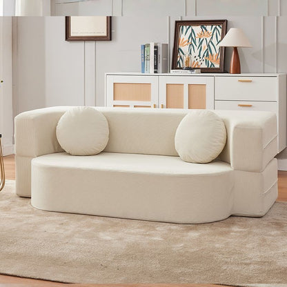 Modern Curved Foldable Fabric Sofa