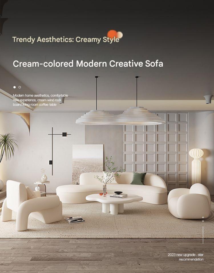 Modern Curved Cloud Sofa Set With Chair And Coffee Table