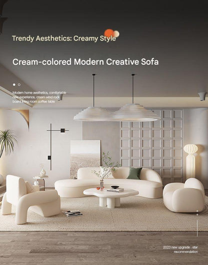 Modern Curved Cloud Sofa Set With Chair And Coffee Table