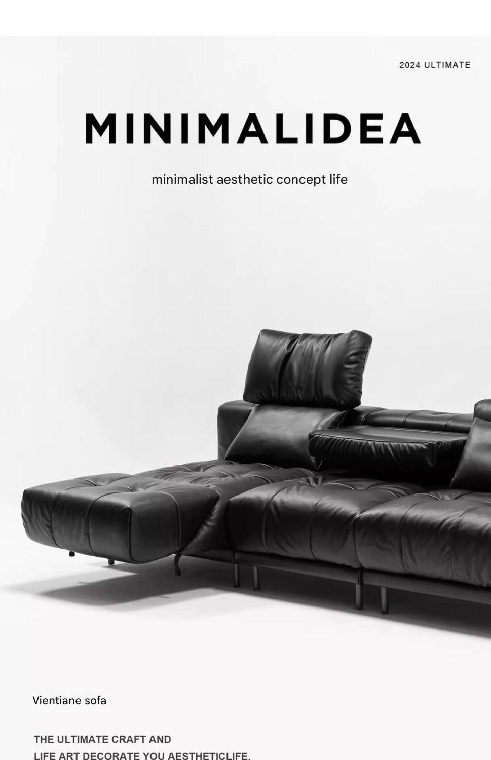 Modern Leather Lounge Sofa With Adjustable Backrest