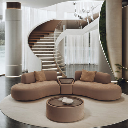 Luxury Curved Lounge Sofa Set With Coffee Table