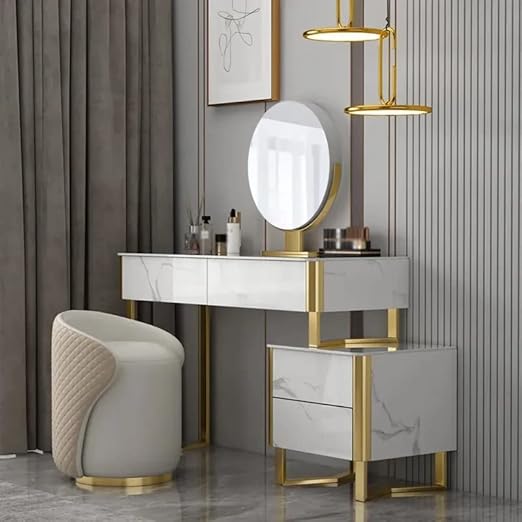 Modern Makeup Vanity dressing table with Lighted Mirror Stool