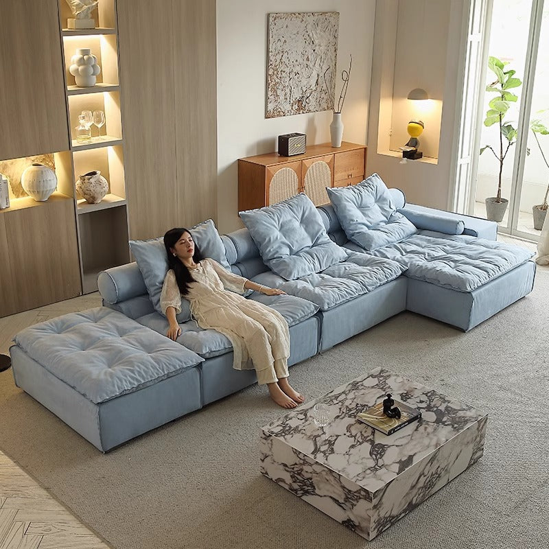 Modern Modular Fabric Sofa Bed with Deep Cushion Seating