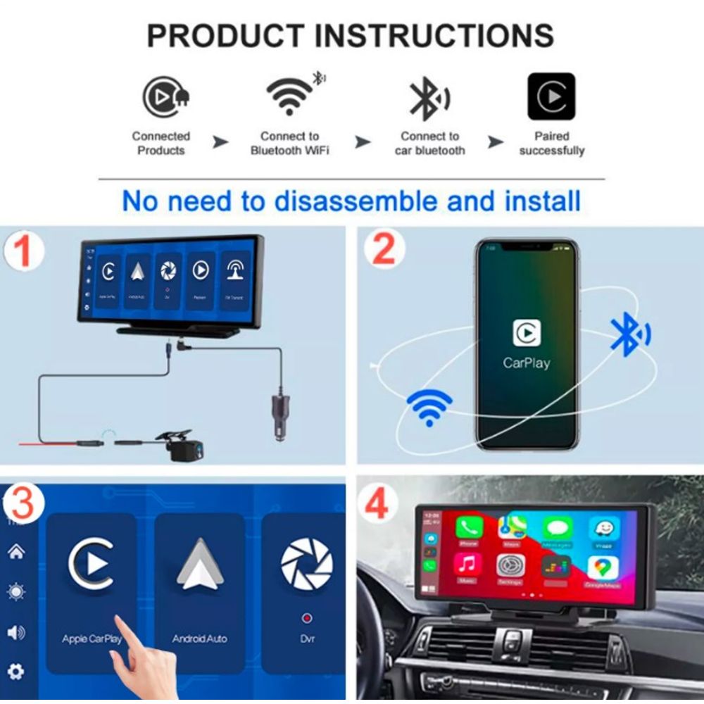 4K Full HD 10 Inch Smart Recorder GPS Dash Cam 5