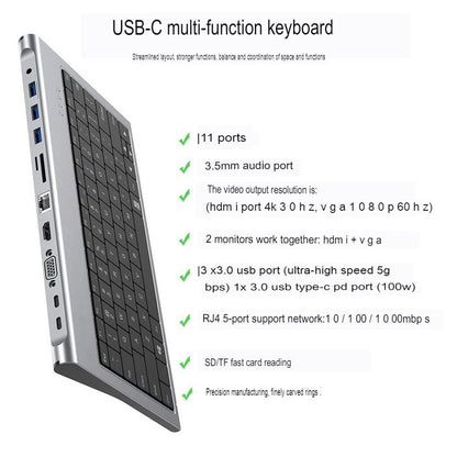 11 in 1 Typec Docking Station Keyboard