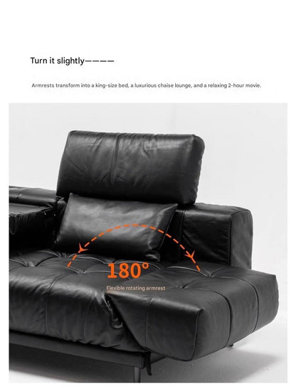 Modern Leather Lounge Sofa With Adjustable Backrest