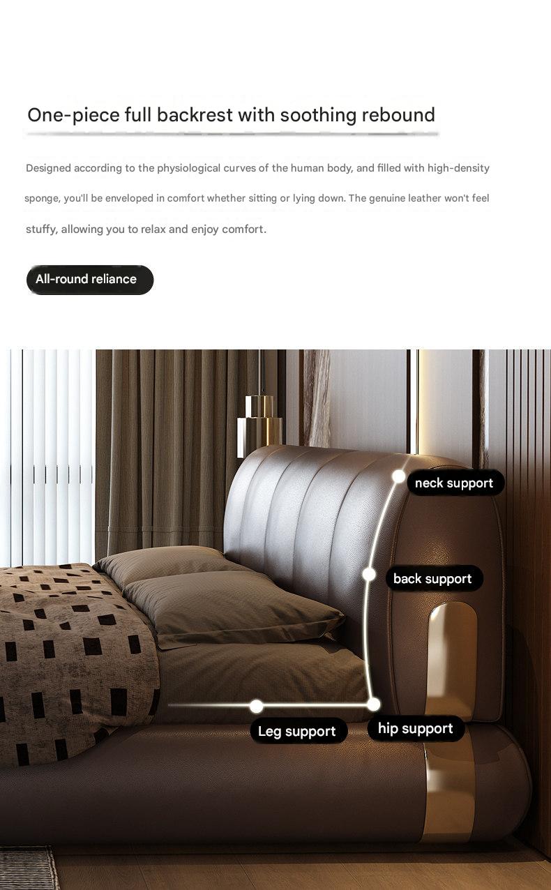Italian Luxury Leather Sand Dune Double Bed