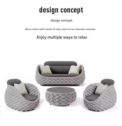 Luxury Outdoor Rattan Sofa Set with Coffee Table