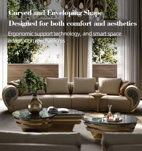 Luxury Curved Leather Sectional Sofa