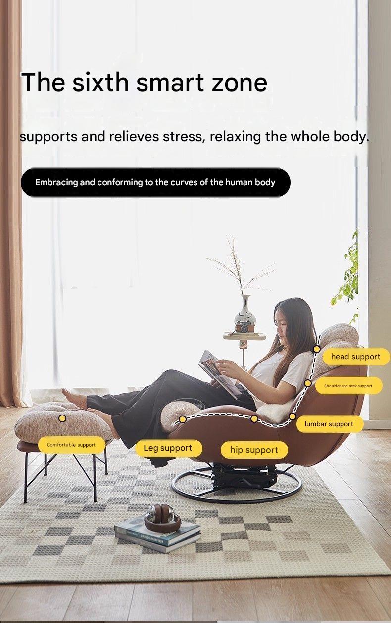 Modern Eggshell Swivel Recliner Chair with Ottoman