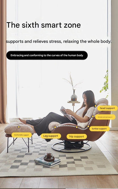 Modern Eggshell Swivel Recliner Chair with Ottoman