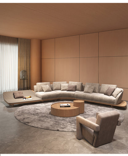 Luxury Cashmere Fabric Curved Sectional Sofa Set