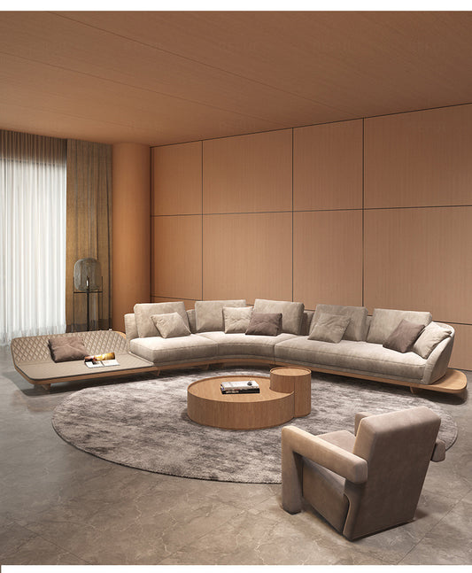 Luxury Cashmere Fabric Curved Sectional Sofa Set