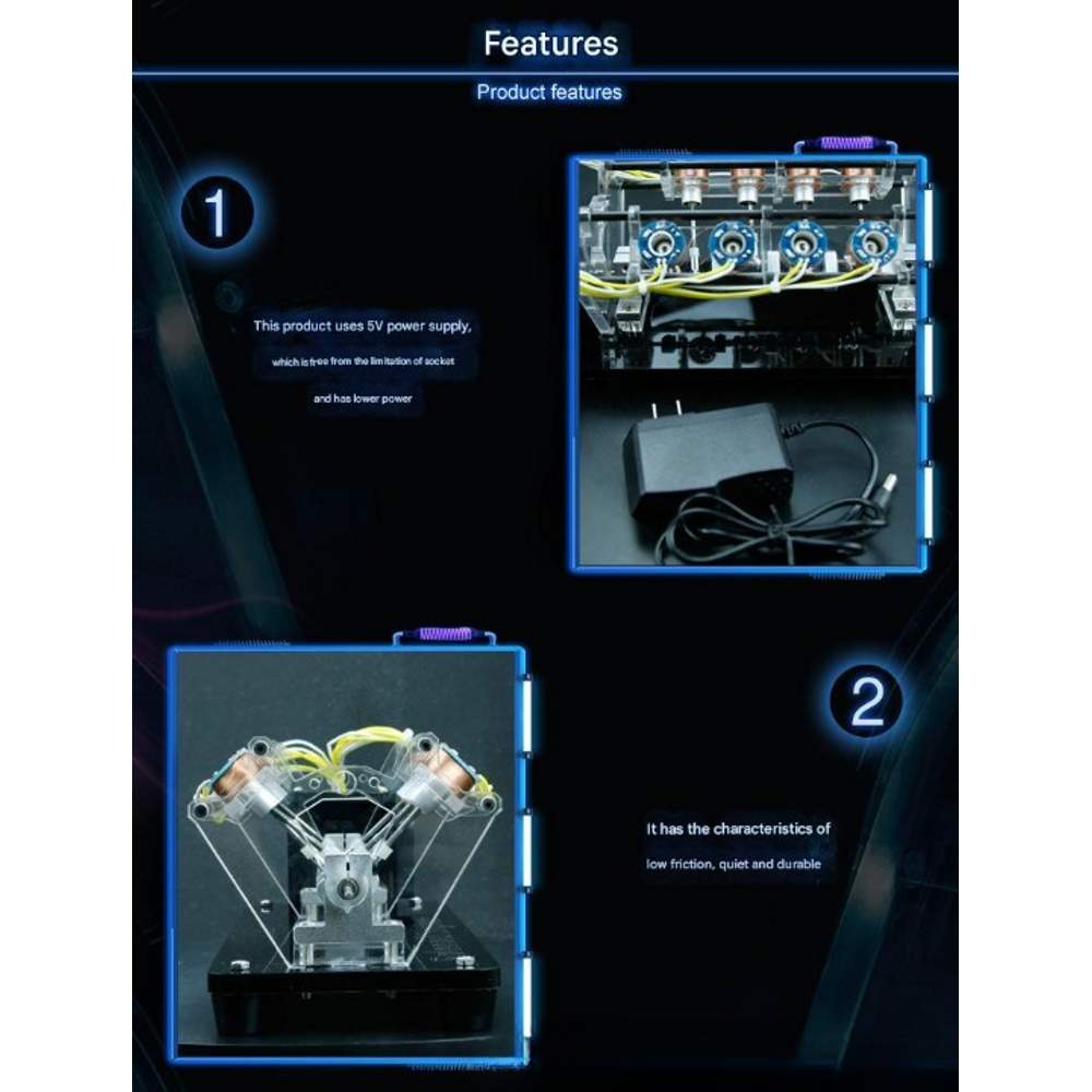 Electromagnet High Speed Motor Car V-Type Engine