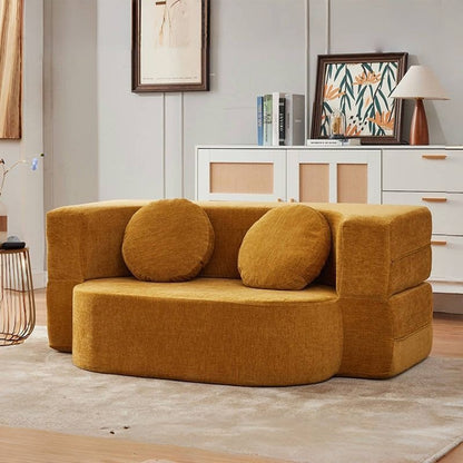 Modern Curved Foldable Fabric Sofa