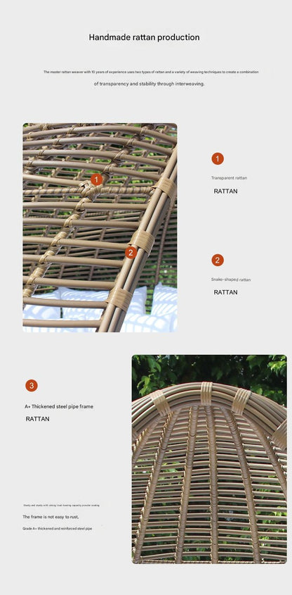 Outdoor Rattan Round Sofa with Canopy