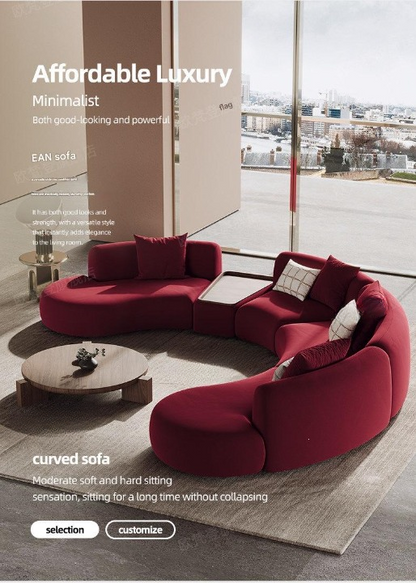 Luxury Modern Curved Sectional Sofa with Center Table