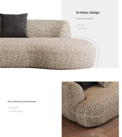 Modern Curved Boucle Sofa With Pedal