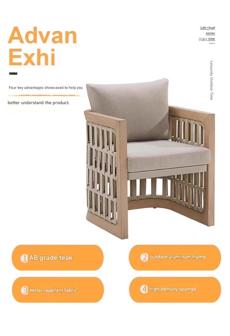 Luxury Outdoor Teak Dining Set with Rattan Chairs