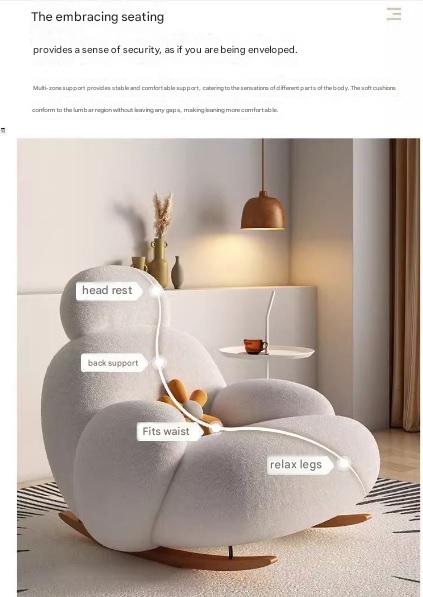 Luxury Lambswool Rocking Chair With Ottoman