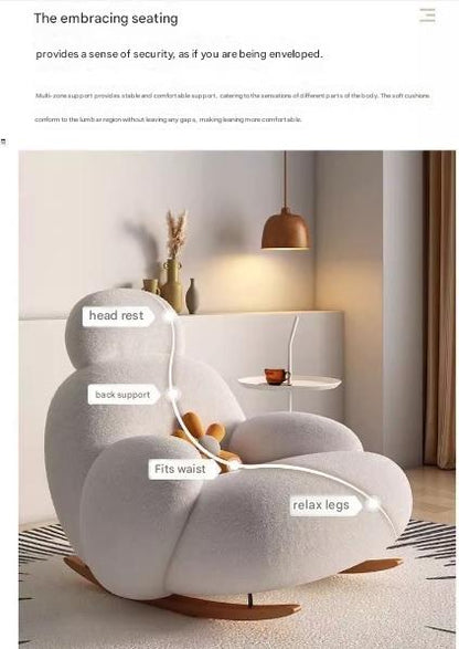 Luxury Lambswool Rocking Chair With Ottoman