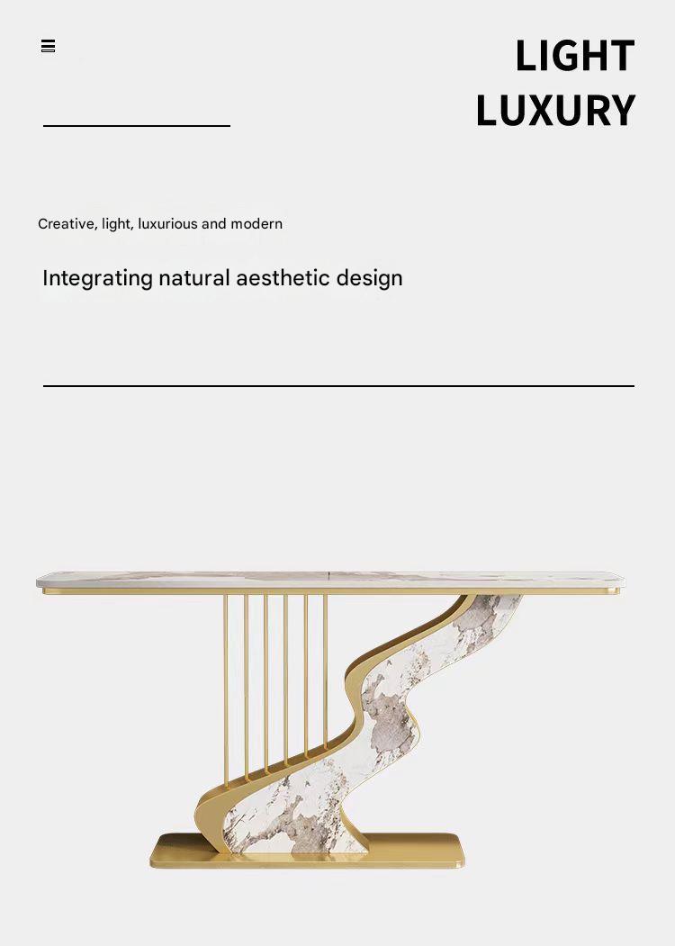 Luxury Rock Slab Foyer Table with Artistic Base
