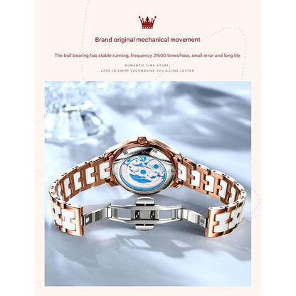 Olys Ceramic Butterfly Pearl Women's Watch