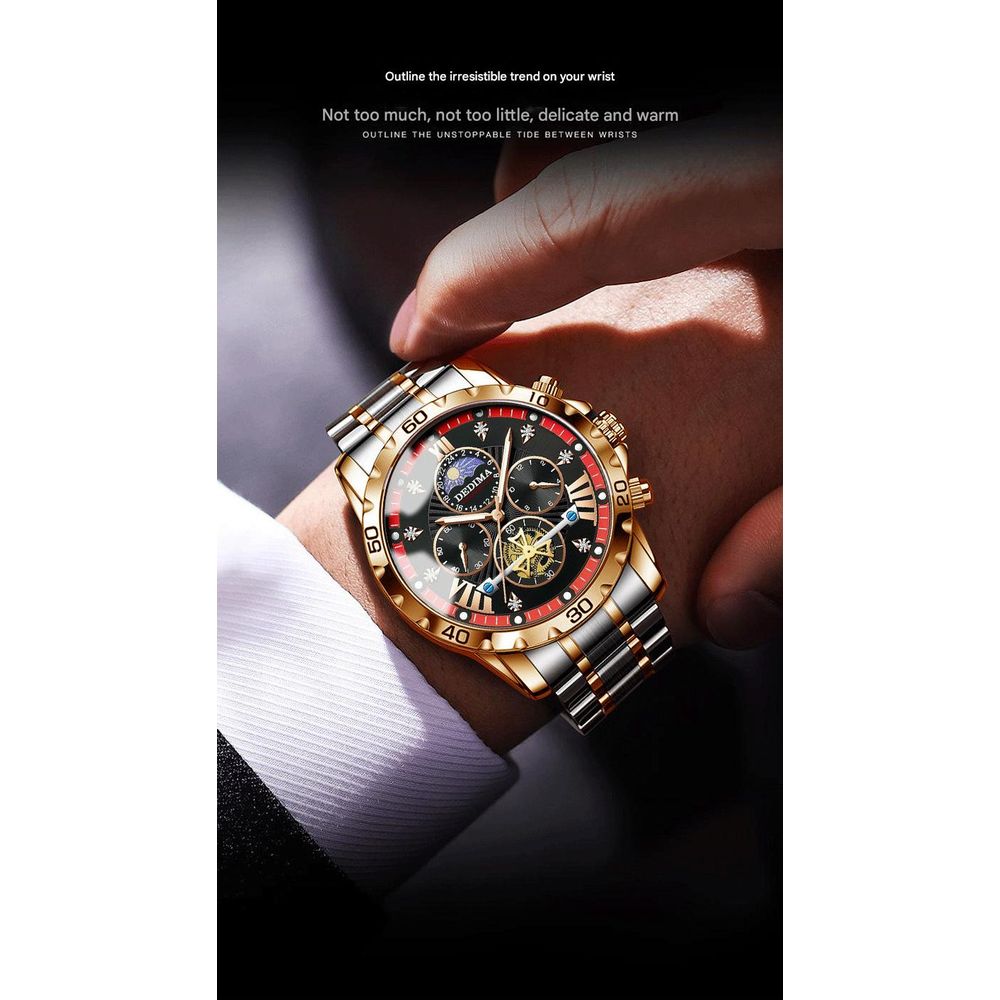 DEDIMA Mens Luminous Flywheel Quartz Watch