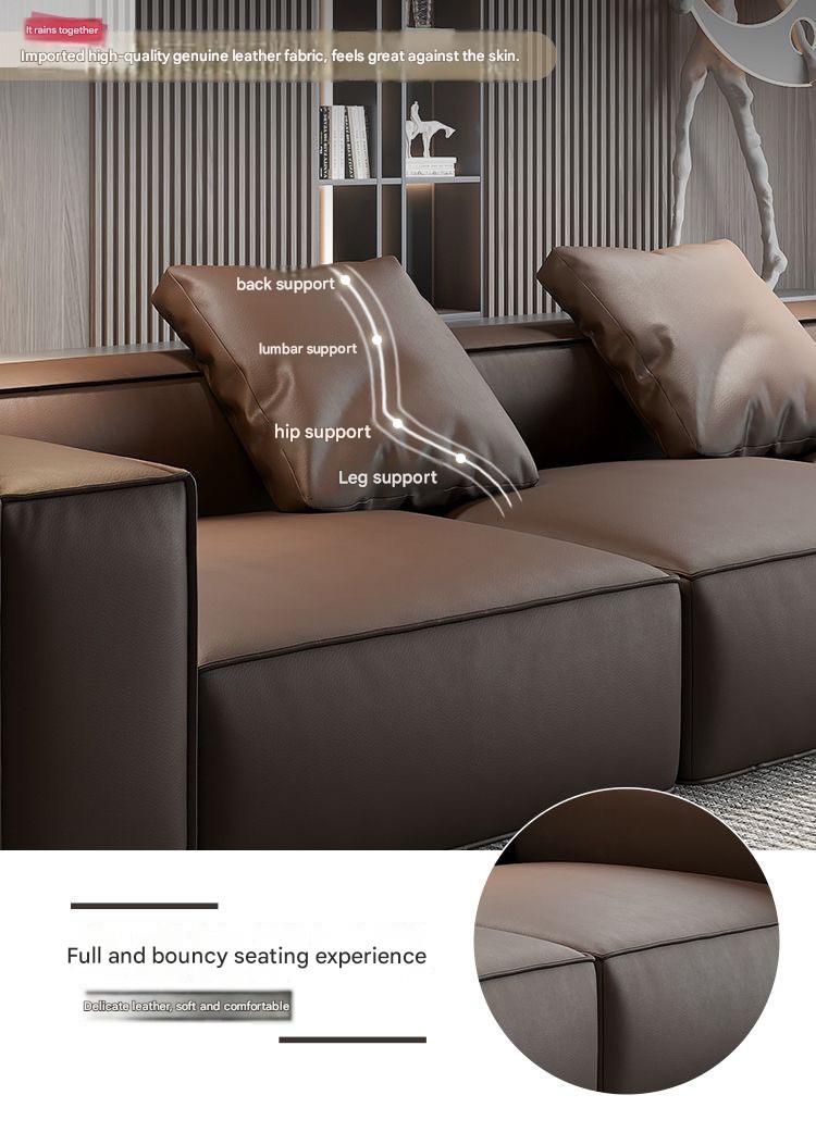 Luxury L-Shaped Leather Floor Sofa Set