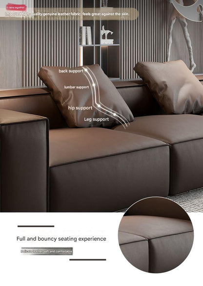 Luxury L-Shaped Leather Floor Sofa Set