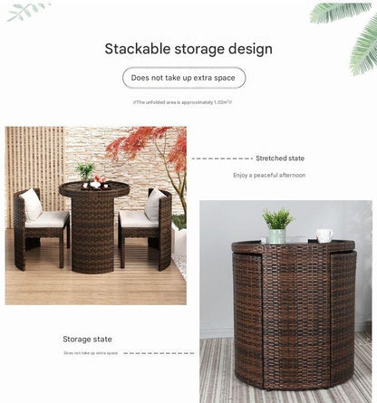Outdoor Rattan Coffee Table And Chair Set with Cushions