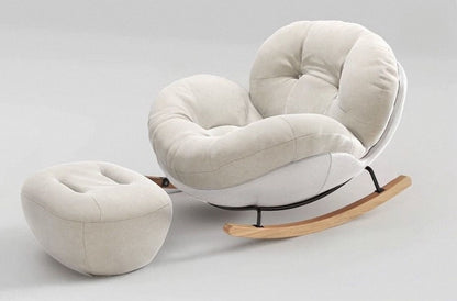 Modern Eggshell Rocking Chair with Ottoman