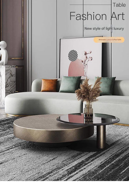 Italian Luxury Round Coffee Table with Side Table