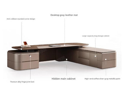 Luxury L-Shaped Office Desk With Chair