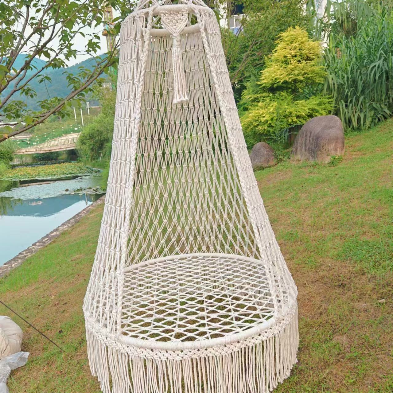 Outdoor Bohemian Hanging Chair with Tassels