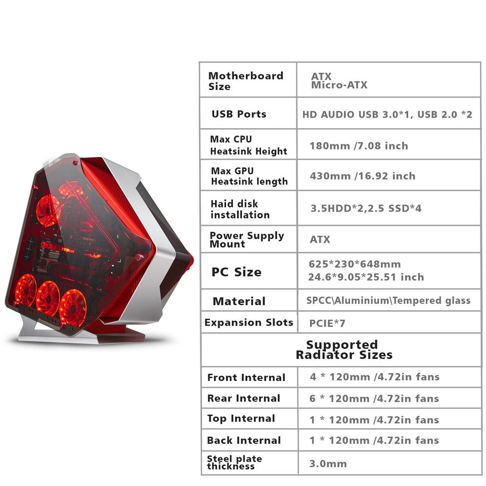 Unicorn ATX Water-Cooled CPU Gaming Cabinet Case