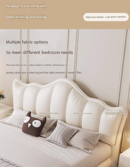 Luxury Leather Double Bed with Tufted Headboard and Storage