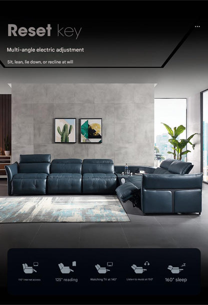 Luxury L-Shape Electric Reclining Sofa with Storage Console