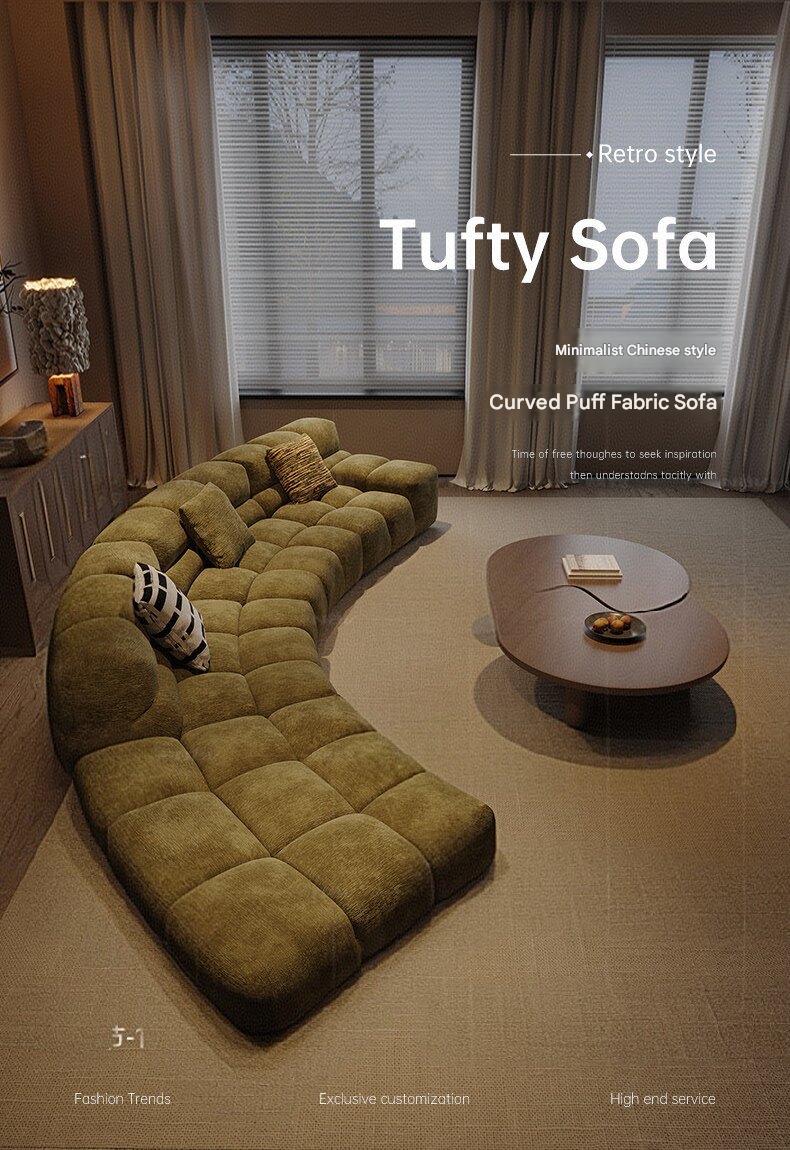 Luxury Curved Puff Fabric Sofa Set