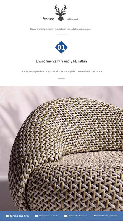 Modern Woven Lounge Chair with Ottoman Set