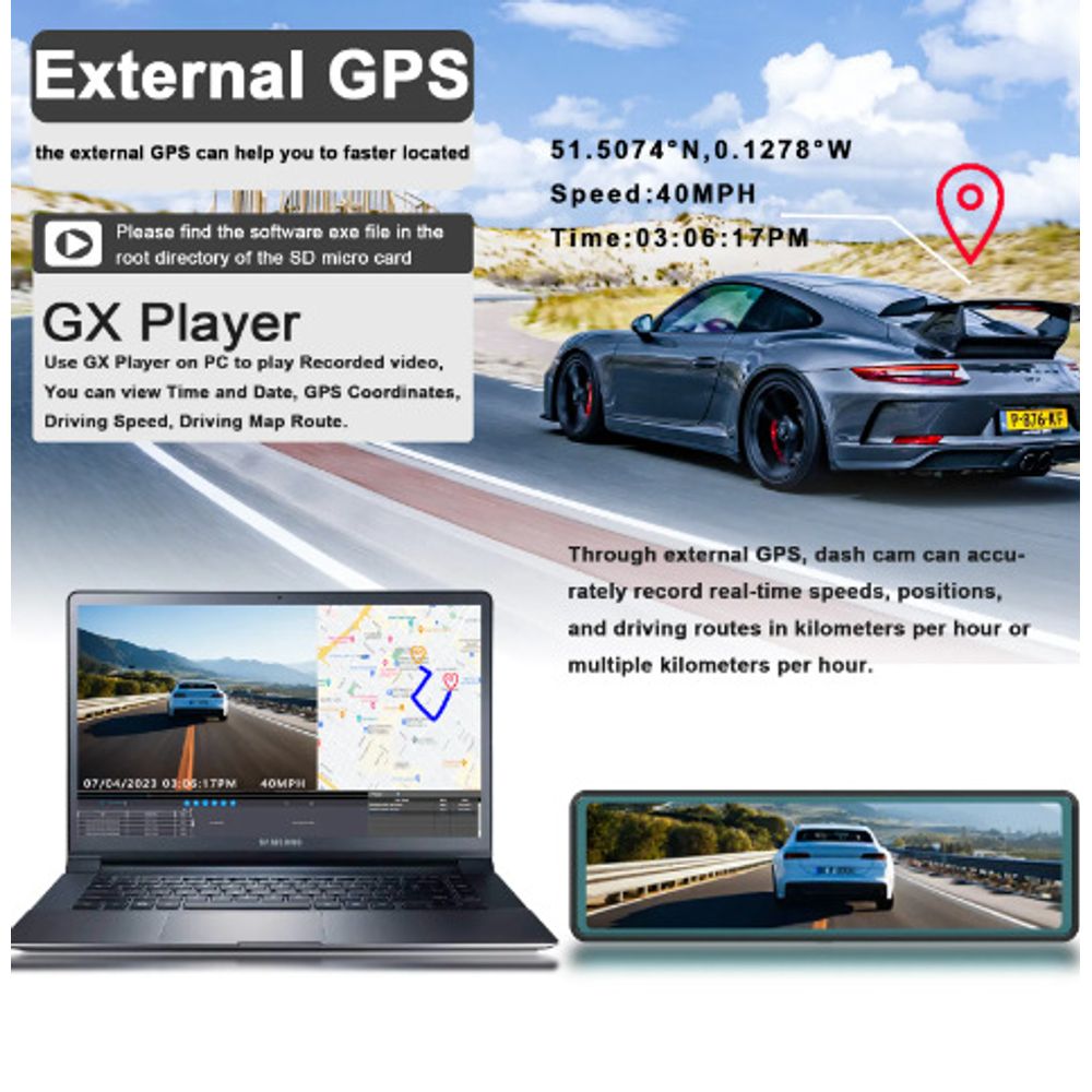 2K Full HD Triple Recording Car Dash Cam